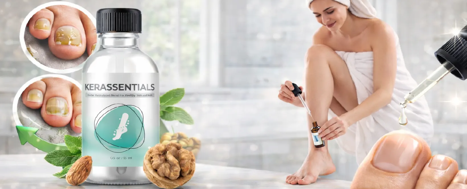 Kerassentials nail health oil bottle